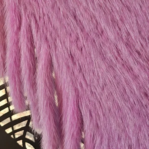 Real Fur Lavender Color Knitted Scarf Shawl